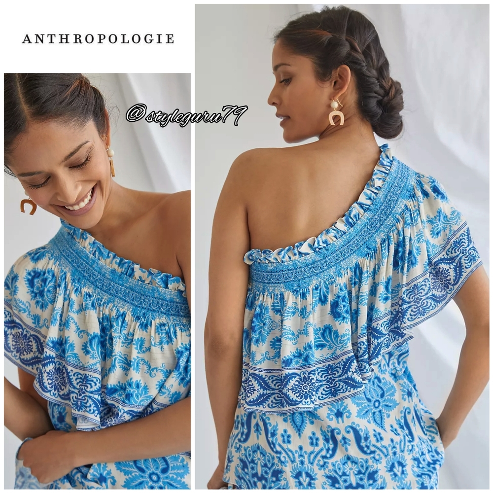 NWT, Anthropologie, Ruffled One-Shoulder Blouse - Picture 2 of 2